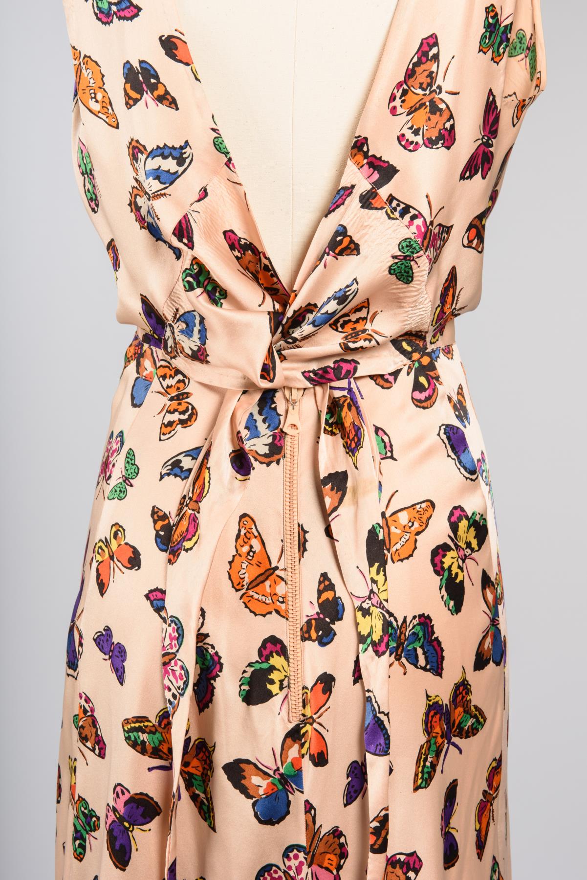 Image of Rose satin gown with butterfly print, 1937-1938